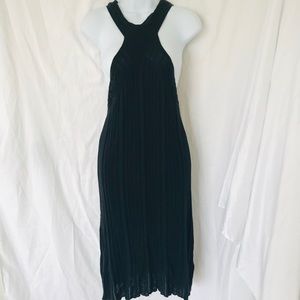 Tibi Black Crochet Halter Dress Size M Front Racer Open Knit Summer Frock